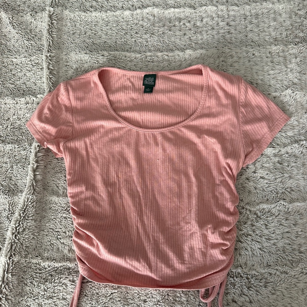 Vanity Fair Pink Ruched Crop T-Shirt